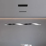 Lustra LED suspendata 38W, design wave rasucit, 3000/4000/6500K, corp negru mat, montaj pe tavan, 100 cm lungime
