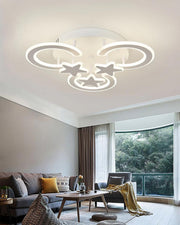 Lustra LED 126W cu inele si stele acril, lumina reglabila 3000K-6500K, montaj tavan, living modern