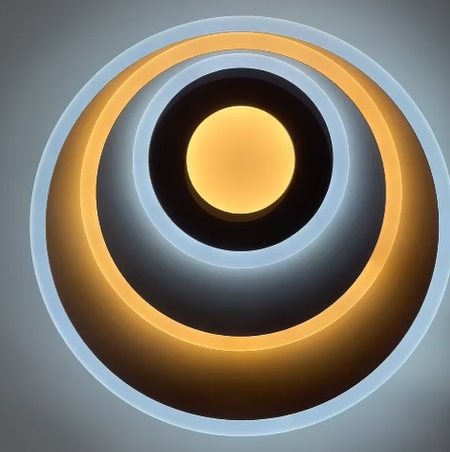 Plafoniera LED circulara vista de jos, mod mixt lumina calda si rece, inele concentrice luminate