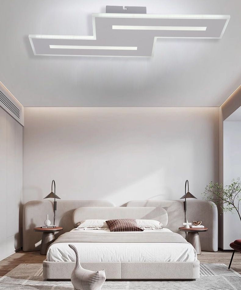 Lustra LED 58W montaj tavan, design geometric in trepte cu difuzor acrilic, lumina calda/neutra/rece, control WiFi