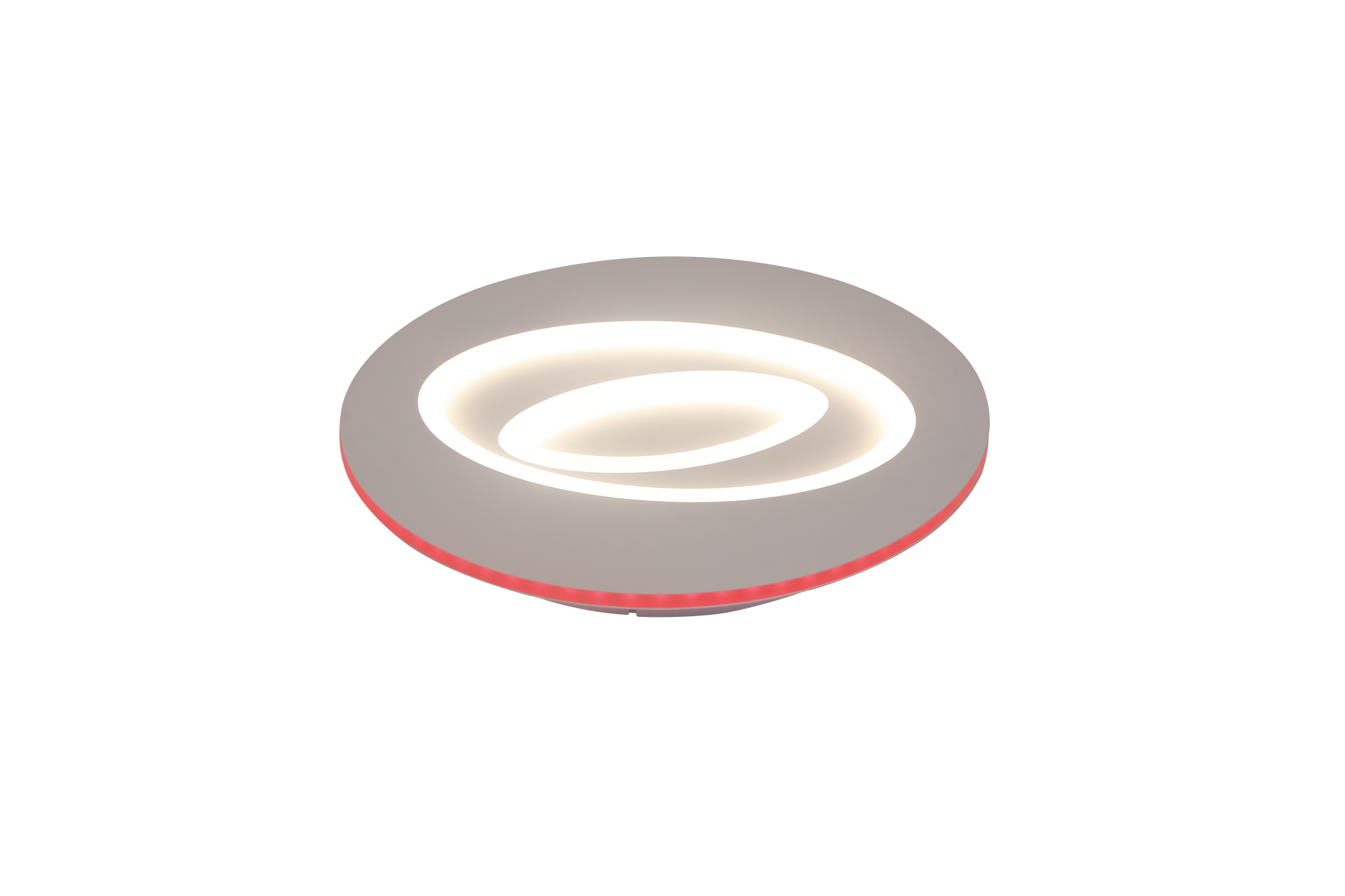Plafoniera LED rotunda cu lumina alba neutra si banda colorata la baza, profil 60mm, fond alb