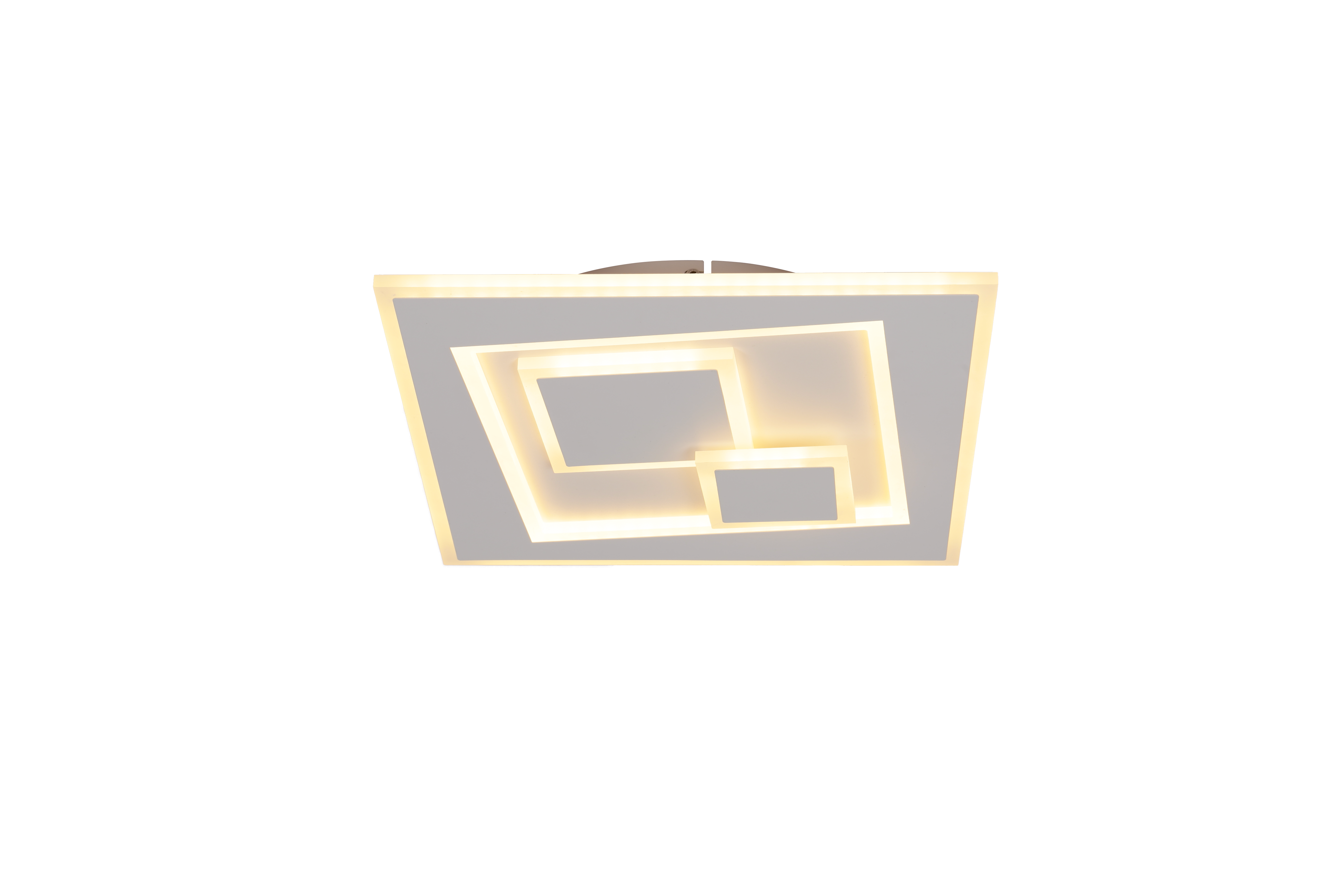 Plafoniera LED 58W cu temperatura culoare calda 3000K, patrate suprapuse luminate intens