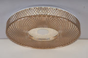 Plafoniera LED 72W tavan, abajur cristal acrilic maro-auriu rotund D40cm, 3 temperaturi culoare, montaj aplicat