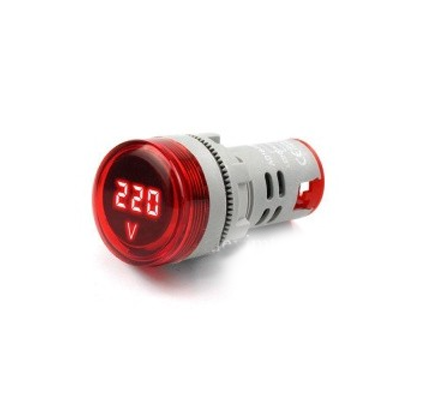 Digital Voltmeter Indicator, 250V/AC, 20-500V, IP65 Protection, Red