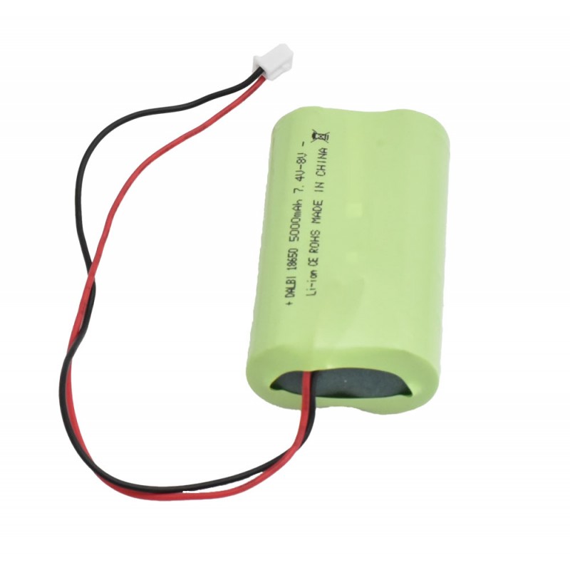 Li-ion battery with wires and plug, Model 2 x 18650, 7.4V-8V, 5000mAh