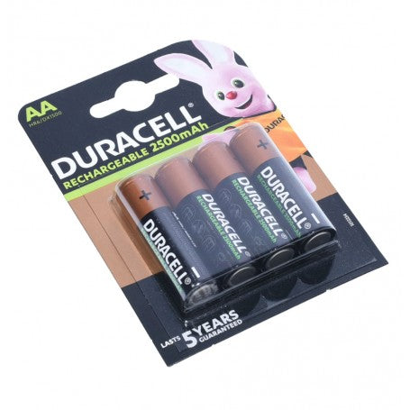 Set of 4 Duracell R6 AA Rechargeable Batteries, 2500mAh, Ni-MH