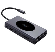 13-in-1 Multifunctional Hub Adapter ElectroAZ, 15W Wireless Charging, PD USB-C Port, 4K HDMI, 1080P VGA, 5 x USB 3.0, RJ45 LAN, 3.5mm Audio Jack