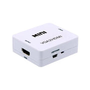 Mini Converter Adapter VGA to HDMI, Full HD, 1080p Video and Stereo Audio, White