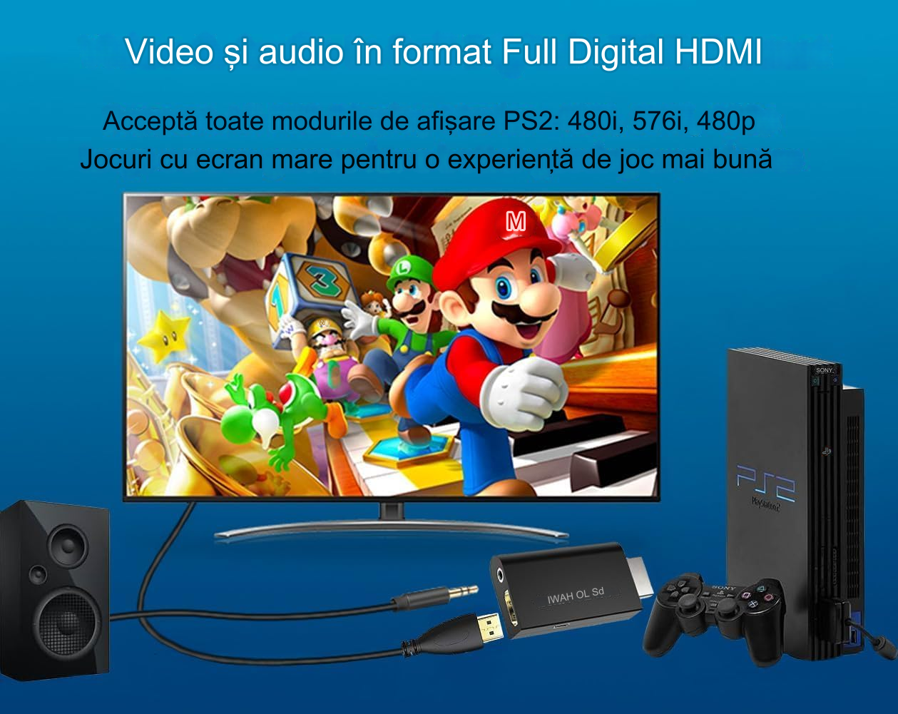 PS2 to HDMI Converter with Audio - ElectroAZ