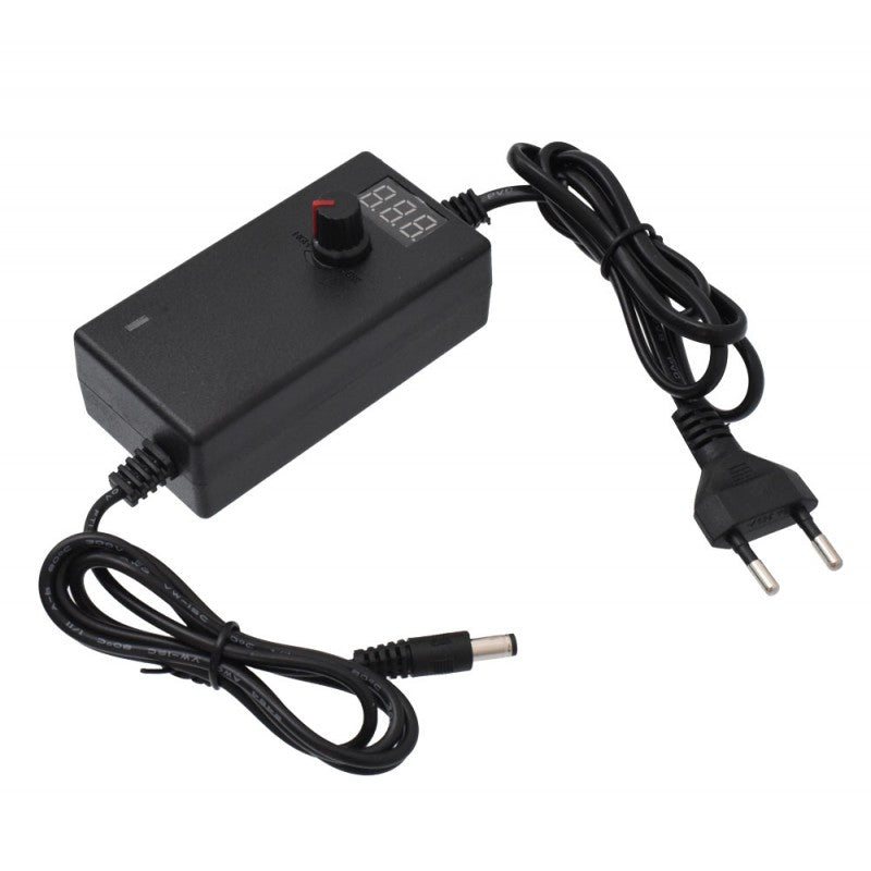 Adjustable Power Supply, Voltage Adjustment, 2.1mm DC Plug, 3V-12V DC, 2A