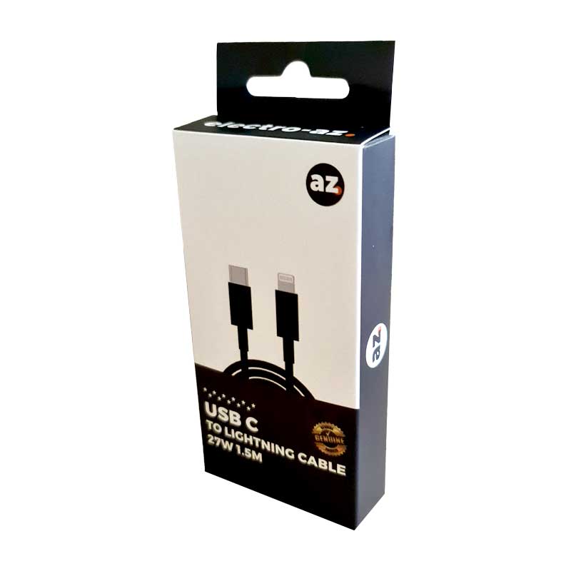 USB C - Lightning Cable 27W PD, Fast Charging, 1.5M Black, ElectroAZ