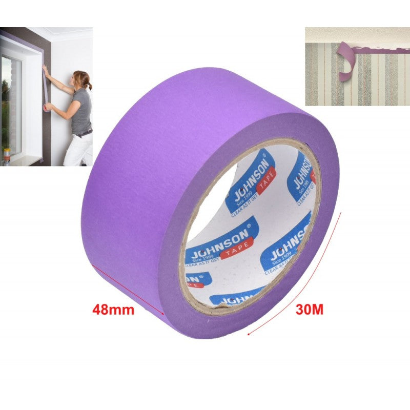 Set of 6 x Masking Tape Rolls, 48mm Width, 30m Length per roll, Purple