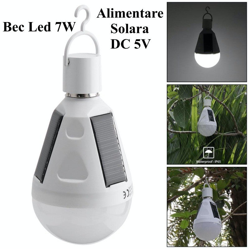 7W LED Bulb with Solar Charging + DC 5V