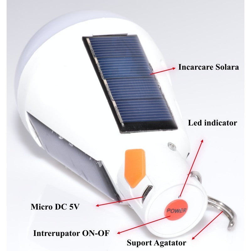 7W LED Bulb with Solar Charging + DC 5V