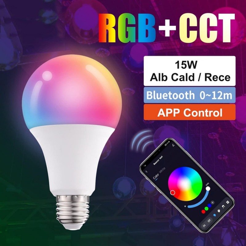 RGBW-CCT Smart E27 Bulb with Bluetooth - Wi-Fi and App