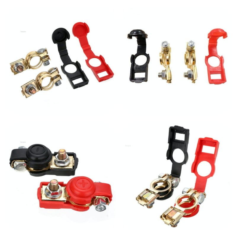 Car Battery Terminals, Red/Black with Rubber