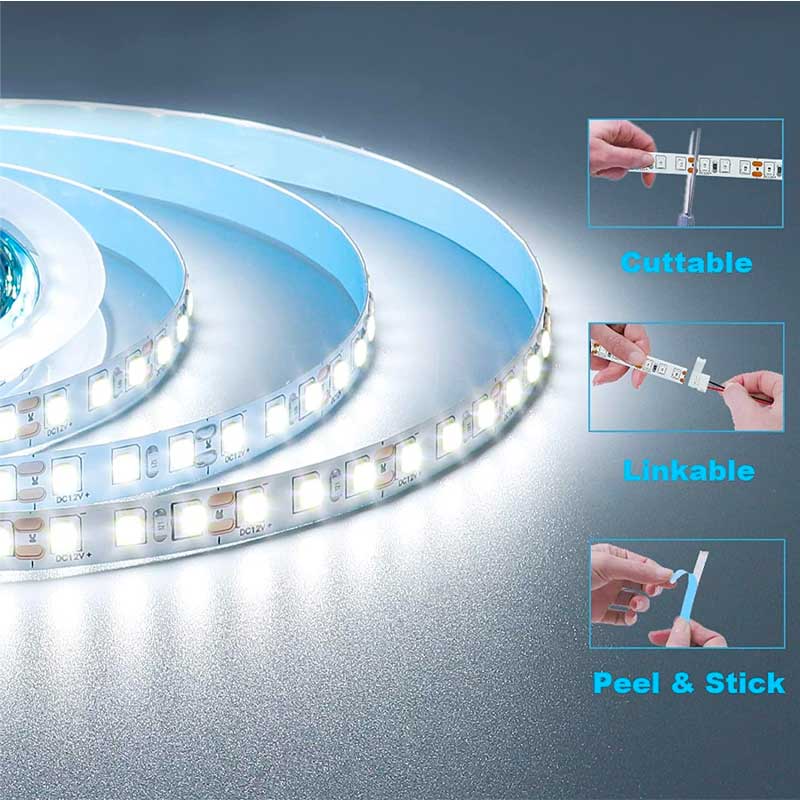 SMD5050 LED Strip, 120 LED/m, Cool White Lighting, Outdoor IP65, 5 Meter Roll, ElectroAZ