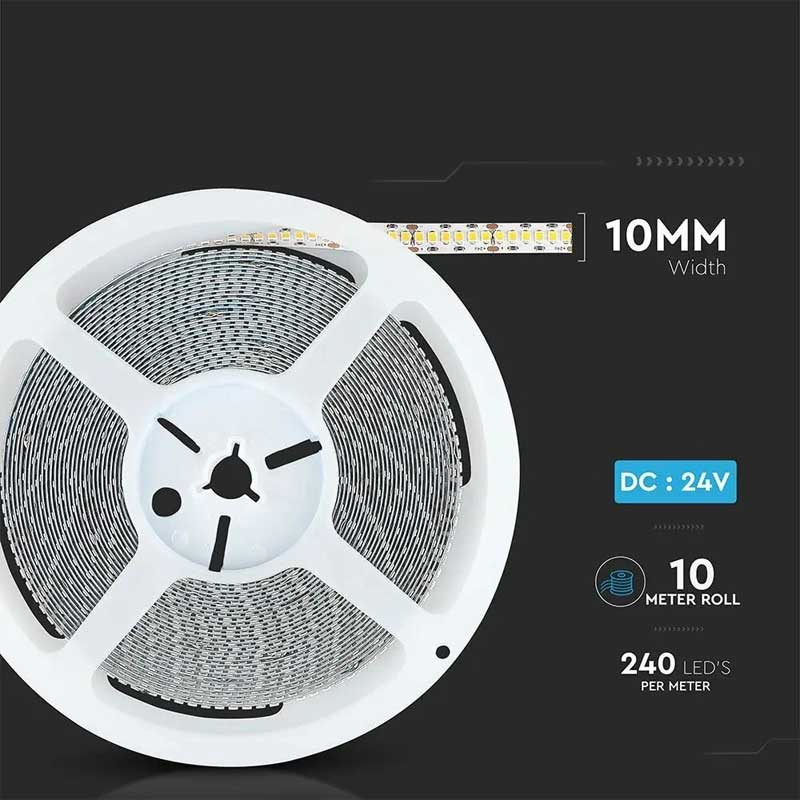 24V LED Strip, 4000K, Neutral White Light, 240 LED/m, IP20, 10 Meter Roll, ClassLights