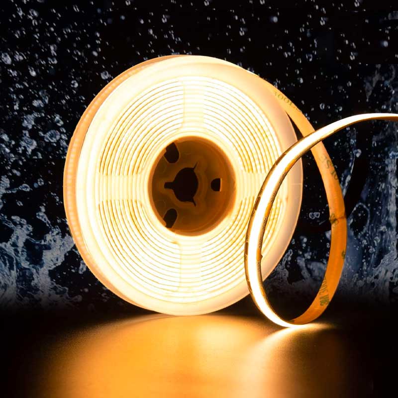 COB LED Strip 528LED/m, Warm White Light, Outdoor IP65, 5-meter Roll, ElectroAZ