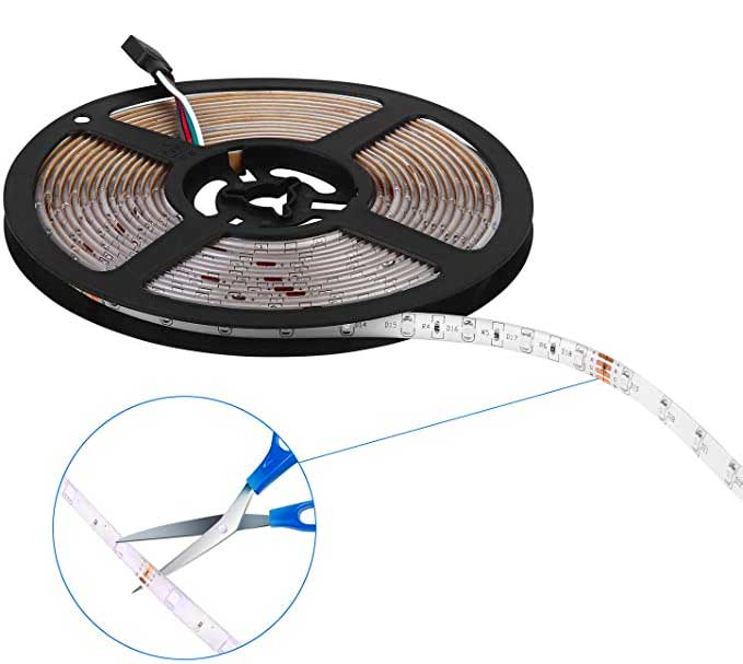 RGB LED Strip 12V, Multicolor, Indoor, 60 LEDs, SMD2835 LED Chip, 5-meter Roll, ElectroAZ