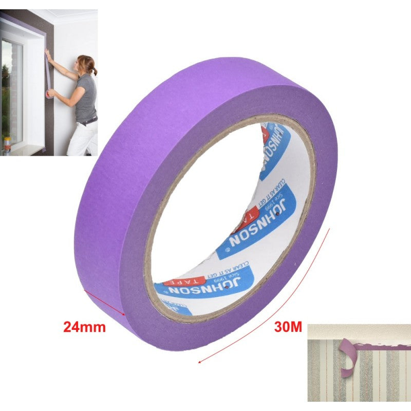 Set of 12 x Masking Paper Tape, Width 24mm, Length 30m per roll, Purple