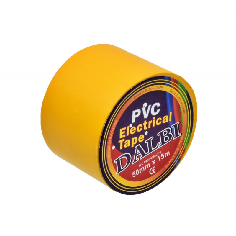 Set of 5 Insulating Tapes, Wide, 50mm, PVC, Length 15m, Yellow