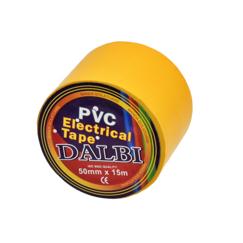 Set of 5 Insulating Tapes, Wide, 50mm, PVC, Length 15m, Yellow