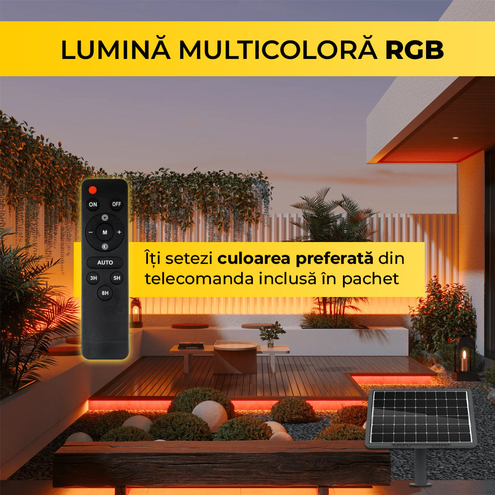 Multicolor LED Strip Kit, RGB, 10 Meters, Monocrystalline Solar Panel, 100W, IP65, ClassLights