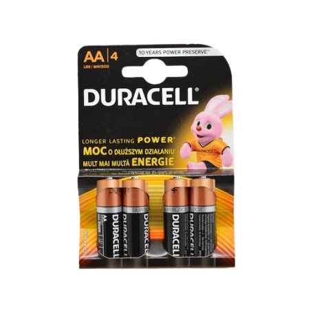 Duracell Alkaline Batteries R6 AA 4 Count
