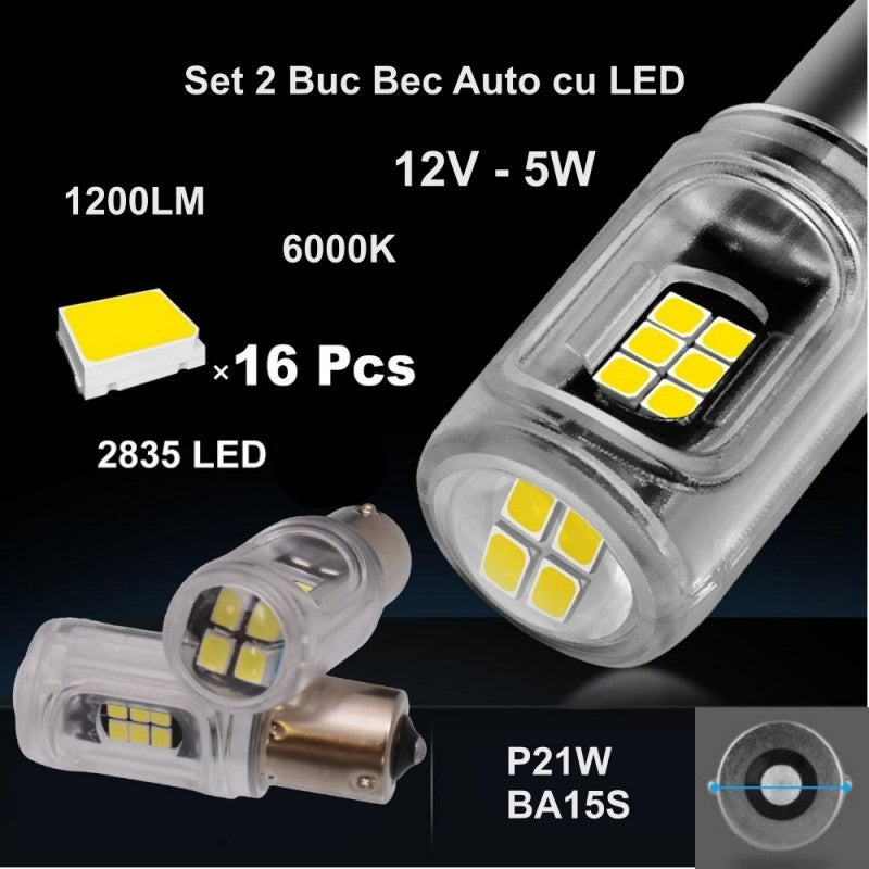 LED Car Bulb, BA15S, Signal Bulb, Set of 2