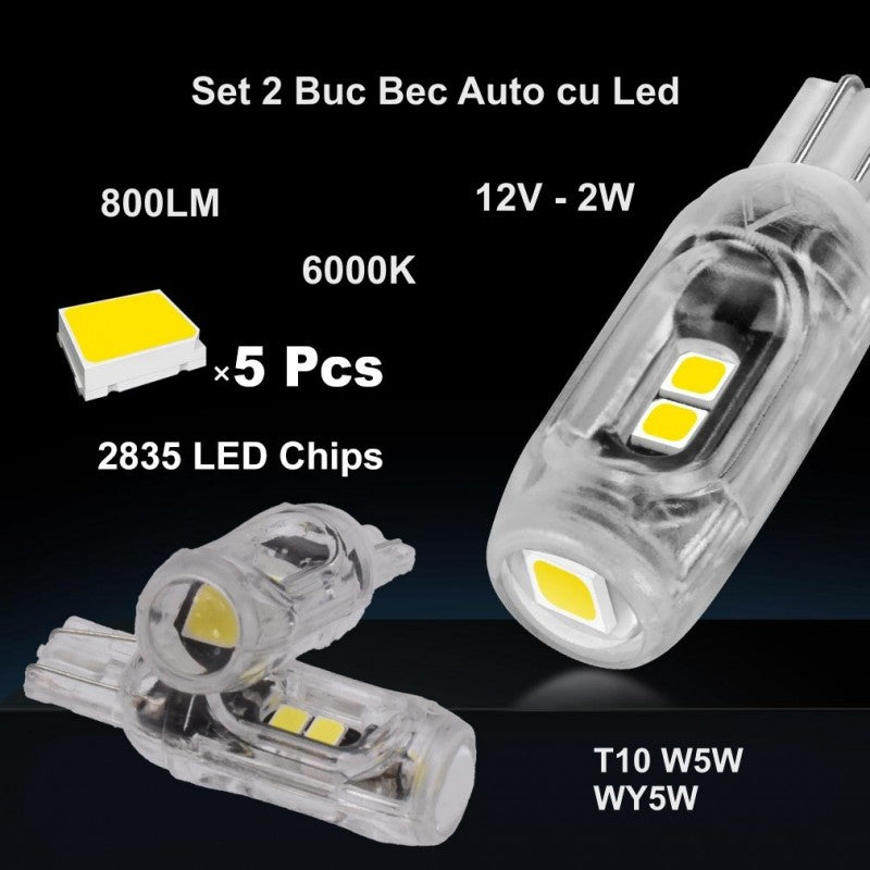 LED Car Bulb, T10, Position Light Bulb, Set of 2 pcs