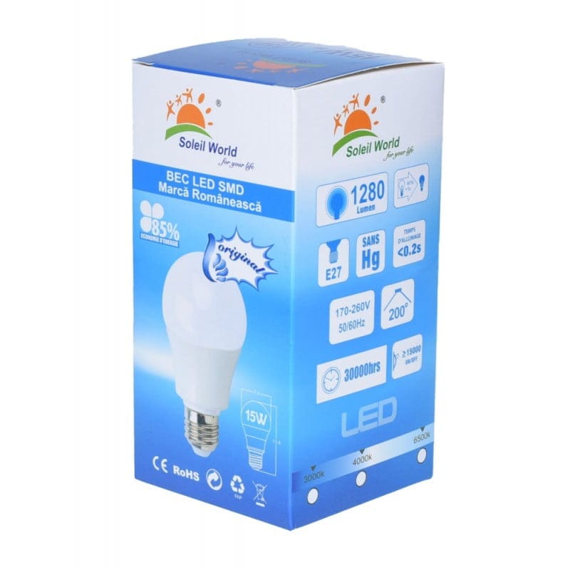 LED Bulb, E27 Base, 15W, Cool White