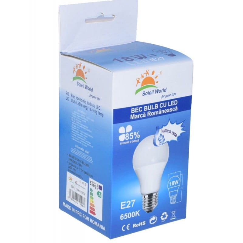 LED Bulb, E27 Base, 18W, Cool White