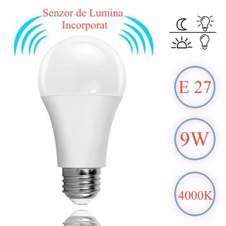 LED Bulb, E27, Light Sensor, 9W