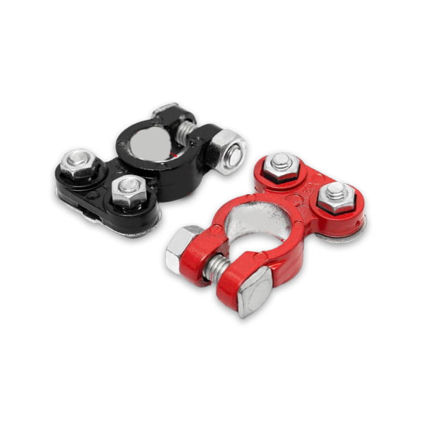 Car Battery Terminals, 2 Pcs Red/Black, Hard Anodized Aluminum