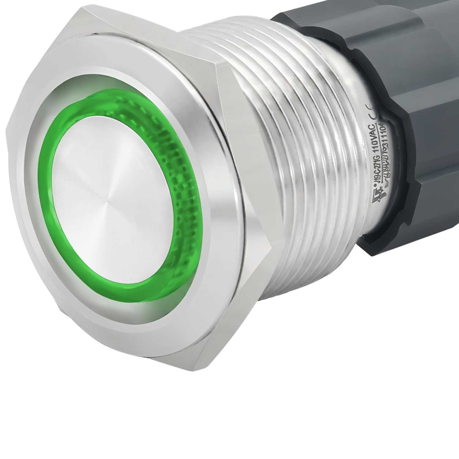 Push Metal Button 22mm with RETURN, 220V-10A, Green LED, ElectroAZ