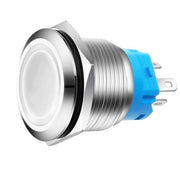 22mm Latching Push Button, 12-24V, White LED, Socket Included, ElectroAZ