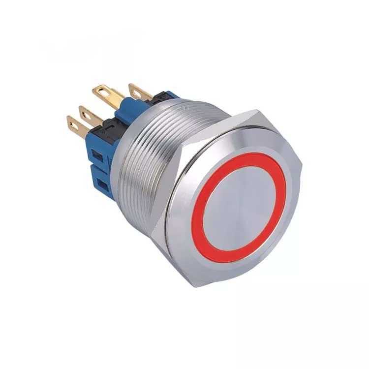 25mm Push Button with Return, 12-24V Red LED