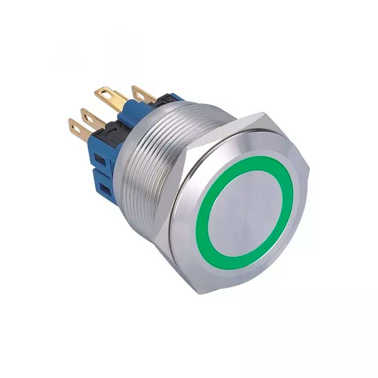25mm Latching Push Button 12-24V Green LED