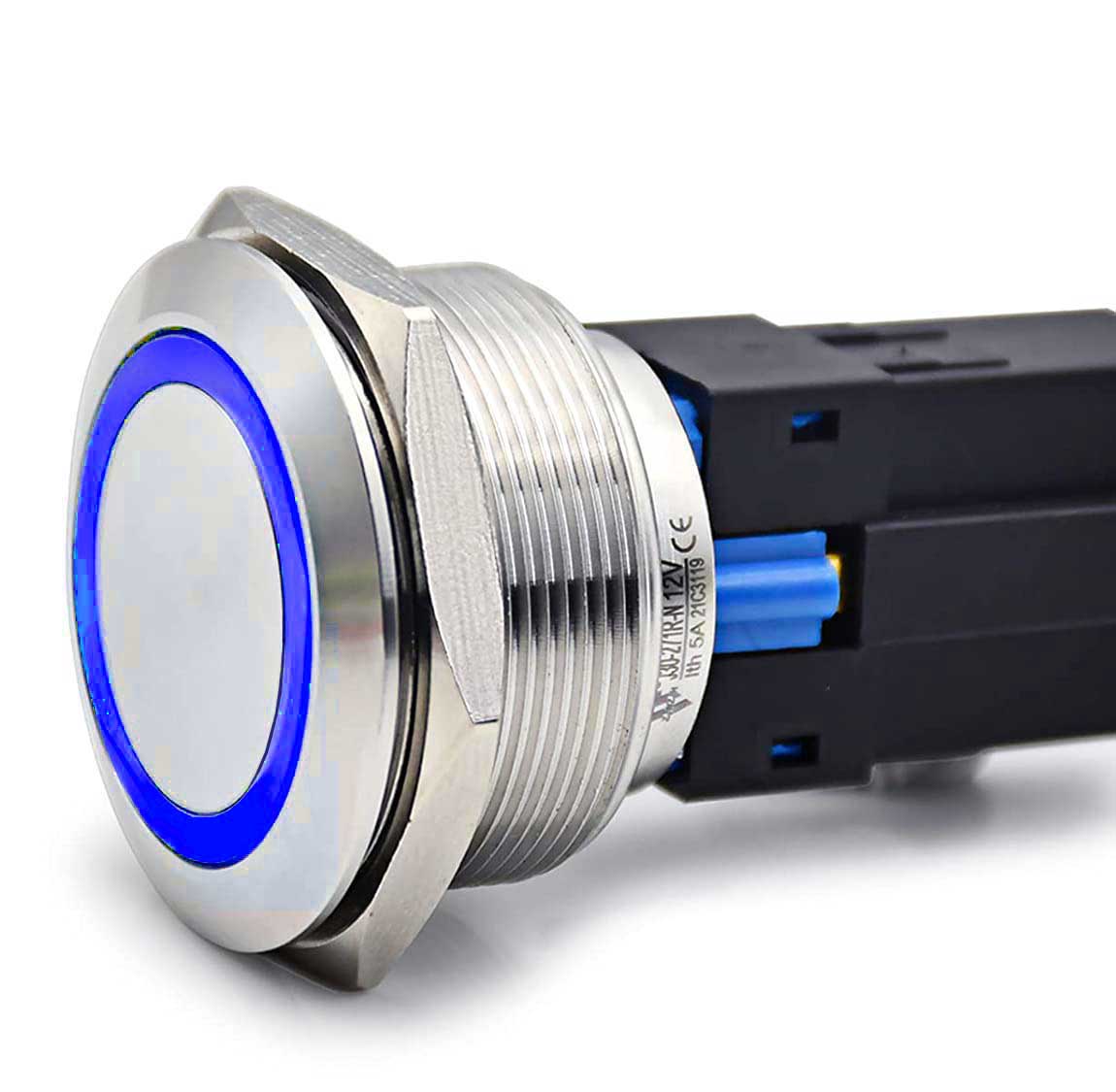 30mm Push Button with Return 24V Blue LED