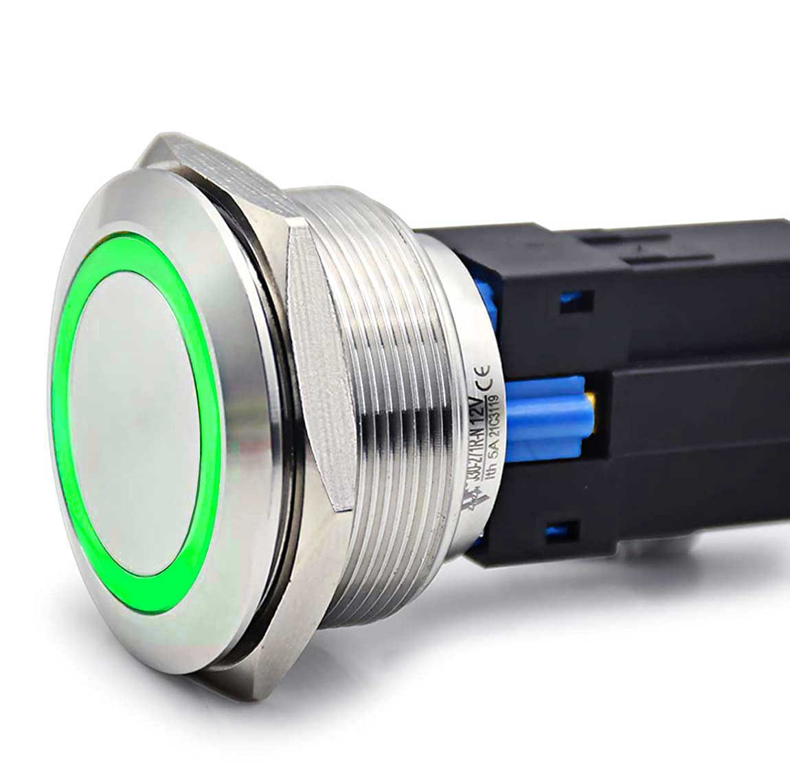 30mm Push Button with Return 24V Green LED
