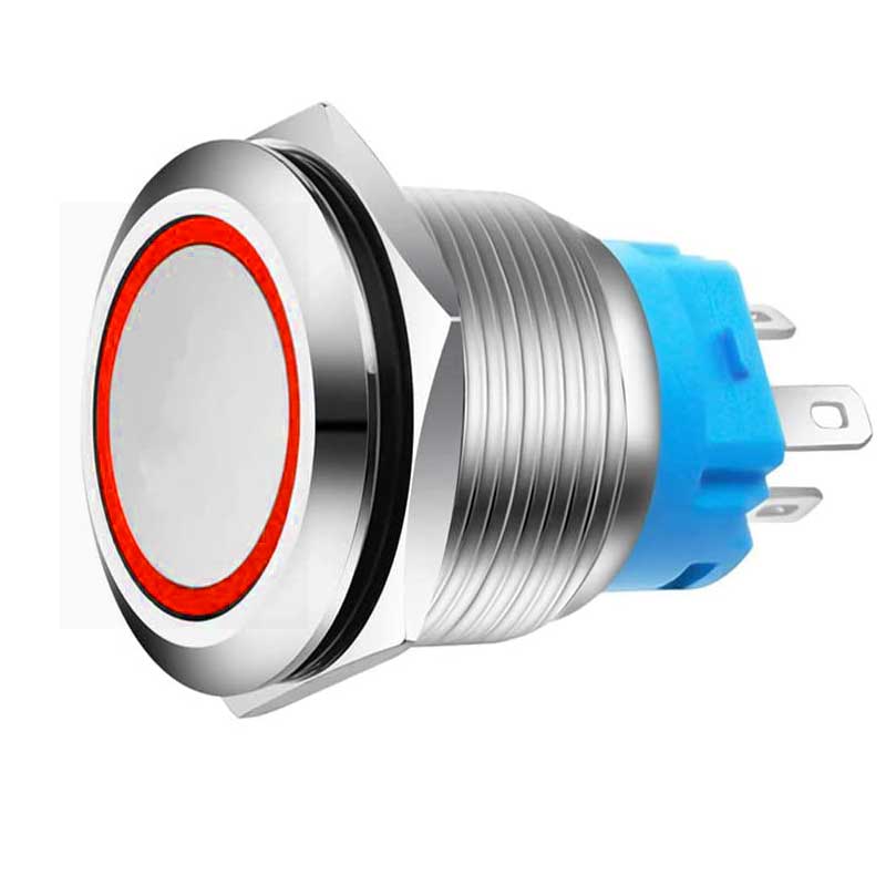22mm Latching Push Button, 12-24V, Red LED, Socket Included, ElectroAZ
