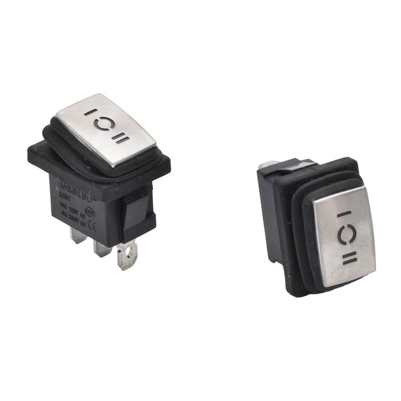 Stainless Steel Button, Rectangular, 6A, LED, 3 Position, 23x17x30mm