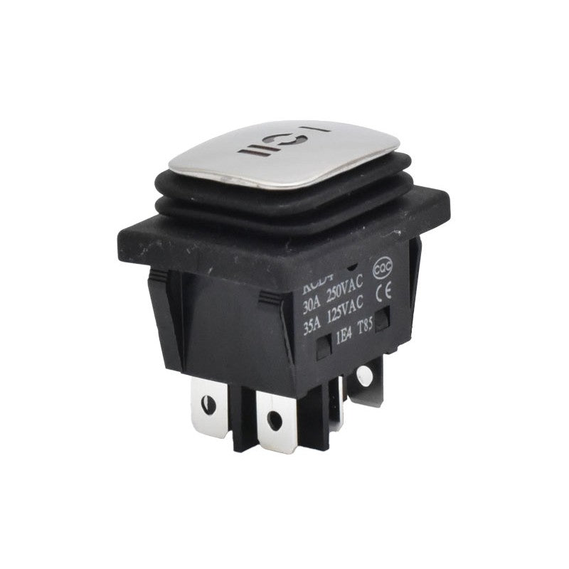 Stainless Steel Push Button, Rectangular, Wide, 30A, LED, 3 Positions, 34x28x39mm