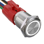 19mm Metal Push Button with Latch, 220V - 10A, White LED, ElectroAZ