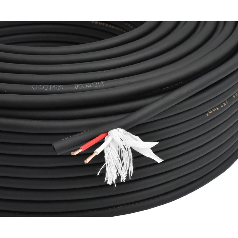 Round Audio Cable with Cotton, 2x2.5mm, 8mm, 100m Roll