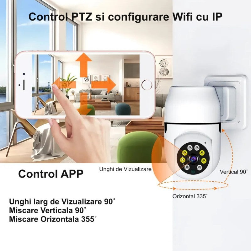 Socket Surveillance Camera with IP - PTZ 360˚ - Wifi and APP / V380