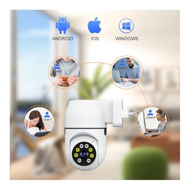 Socket Surveillance Camera with IP - PTZ 360˚ - Wifi and APP / V380