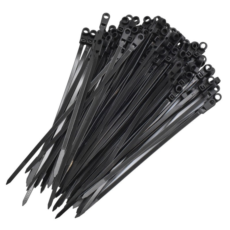 Set 100 x Mountable Head Plastic Cable Tie, 5 x 150mm, Black
