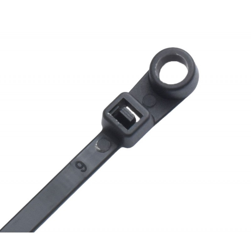 Set 100 x Mountable Head Plastic Cable Tie, 5 x 150mm, Black